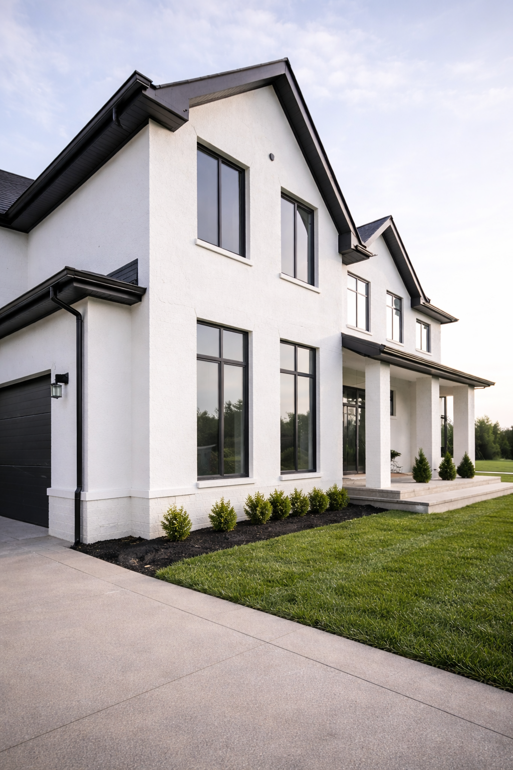 Exterior house painting completed in Austin TX with modern white finish by professional painters from ABC Austin Home Renovations