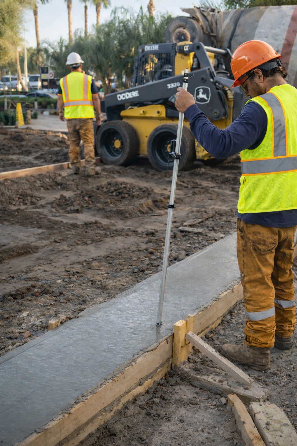 concrete pouring adn finishing process for sidewalk installation in Austin Texas