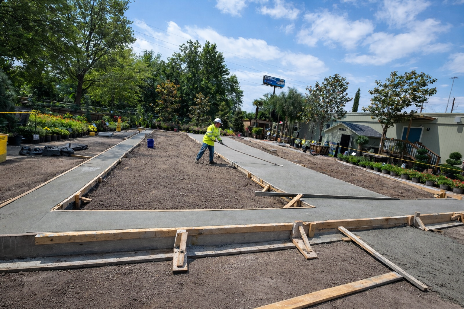 finish concrete sidewalk installation by ABC Austin Home Renovations in Austin Texas
