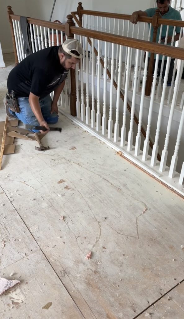 Subfloor preparation before hardwood floor installation in Austin TX by ABC Austin Home Renovations
