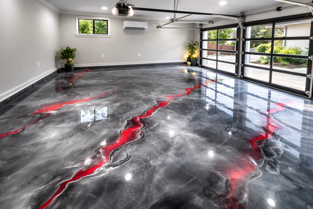 Custom metallic epoxy floor installation Austin, TX