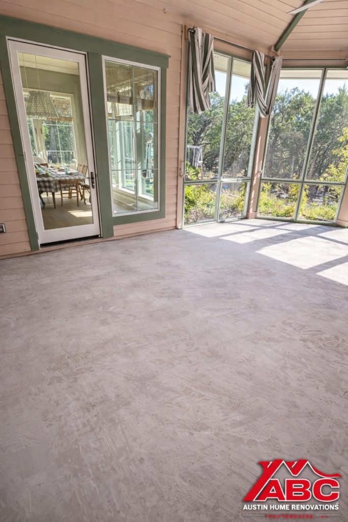 Subfloor prepared for herringbone tile installation in Austin TX by ABC Austin Home Renovations 