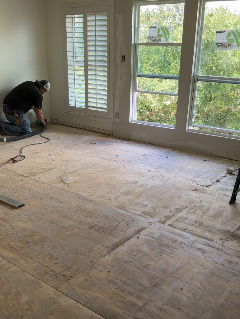 Hardwood floor installation preparation in Austin TX by ABC Austin Home Renovations