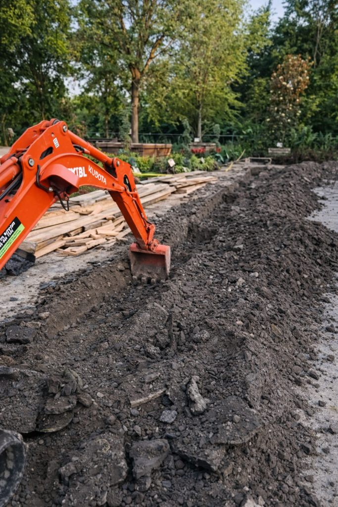 Excavation work for concrete foundation installation in Austin Texas