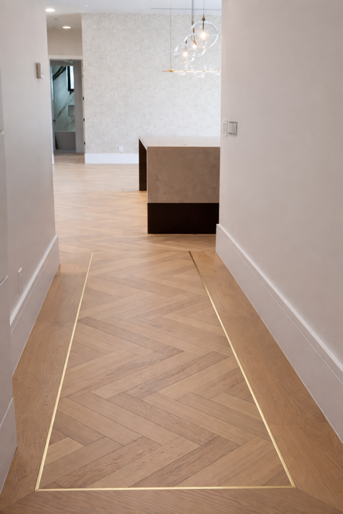 herringbone hardwood floor installation in Cedar Park, TX
