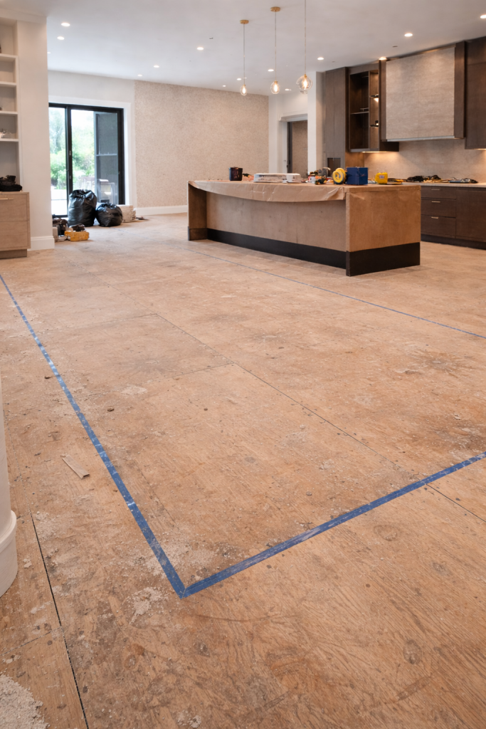 herringbone hardwood flooring installation in Cedar Park, TX